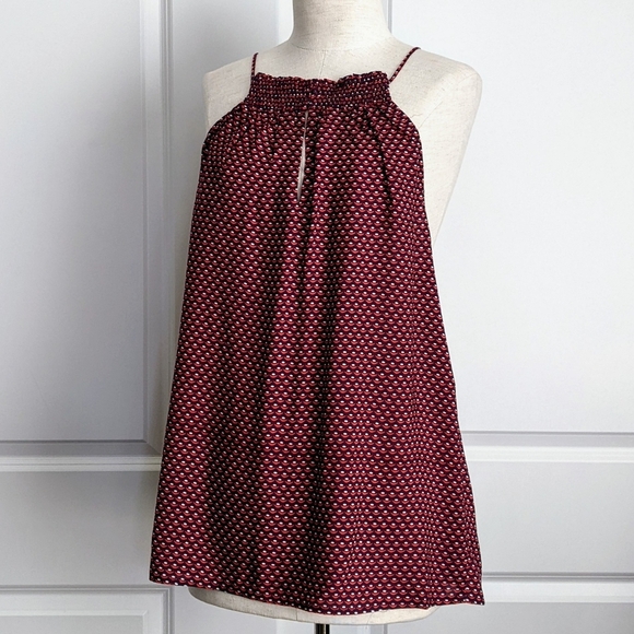 Splendid Tank Swing Sleeveless Halter Keyhole Neck Smocked Red White Navy XL NWT - Picture 12 of 16